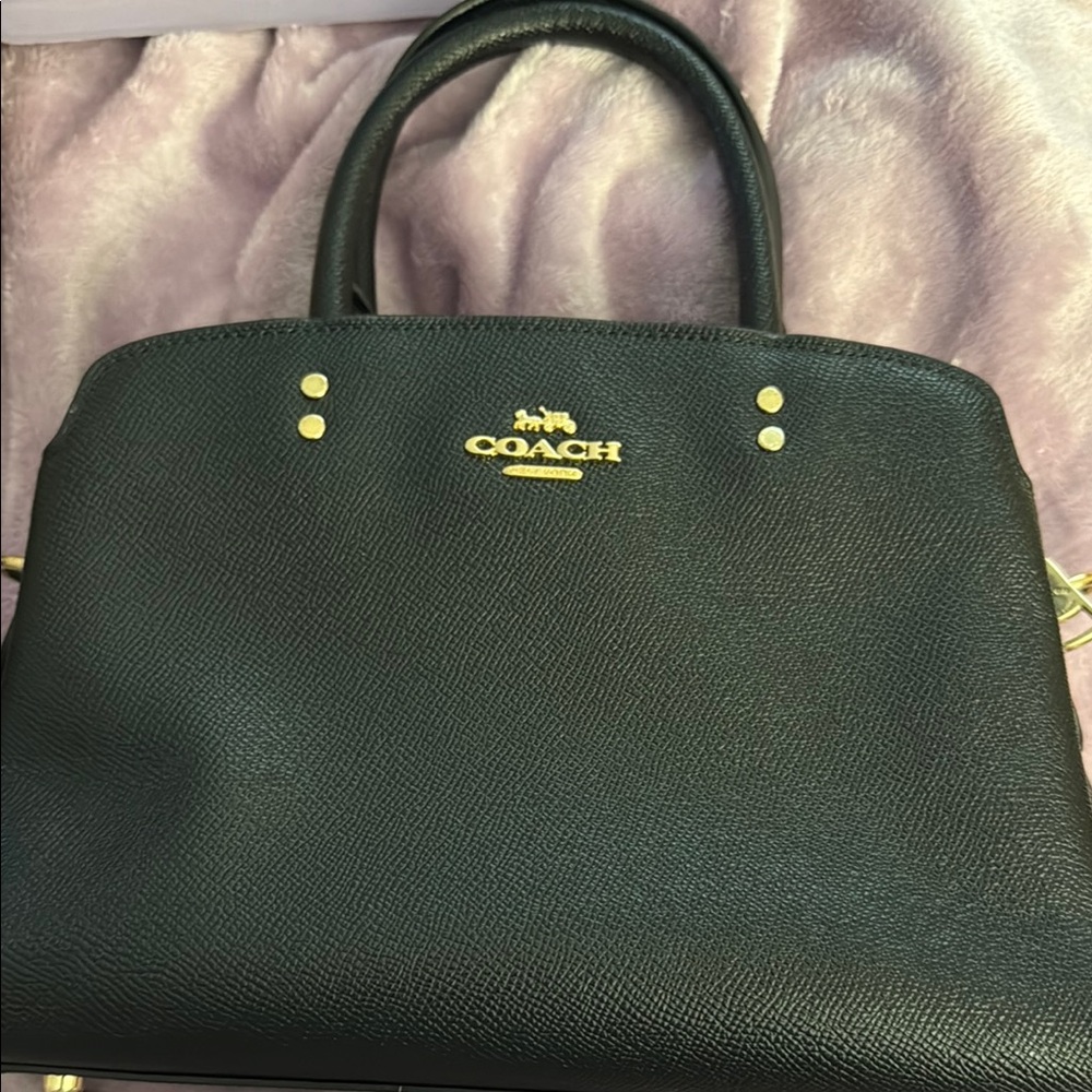 Coach Black Leather Satchel with Gold Hardware